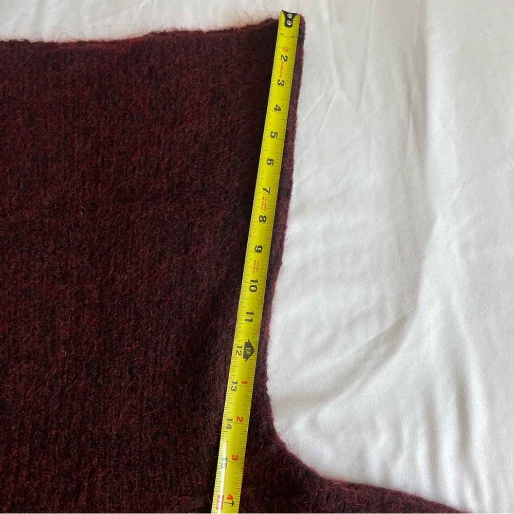 Alice + Olivia Gavin Cowl-Neck Pullover Fuzzy Wool Sweater – Maroon Red Small - Picture 14 of 14